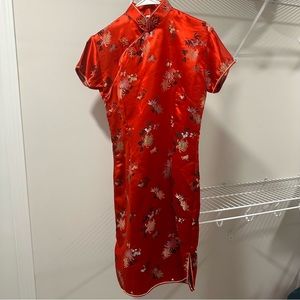 Vintage  Silk Short Cheongsam with Slit